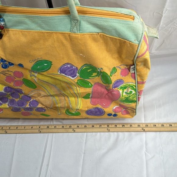 Lot 2 Sally Huss Fruit Motif Canvas Duffle & Satchel Zip Bags - Picture 2 of 16